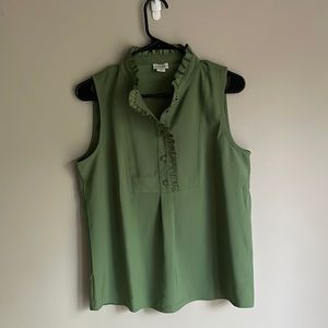 J Crew Factory ruffle tank, green, 6